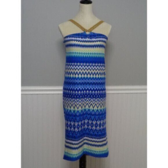 NEW Derek Heart girl's size L (14) Aztec Long Maxi Blue Dress (Denny's) MSRP $68 - Picture 1 of 6